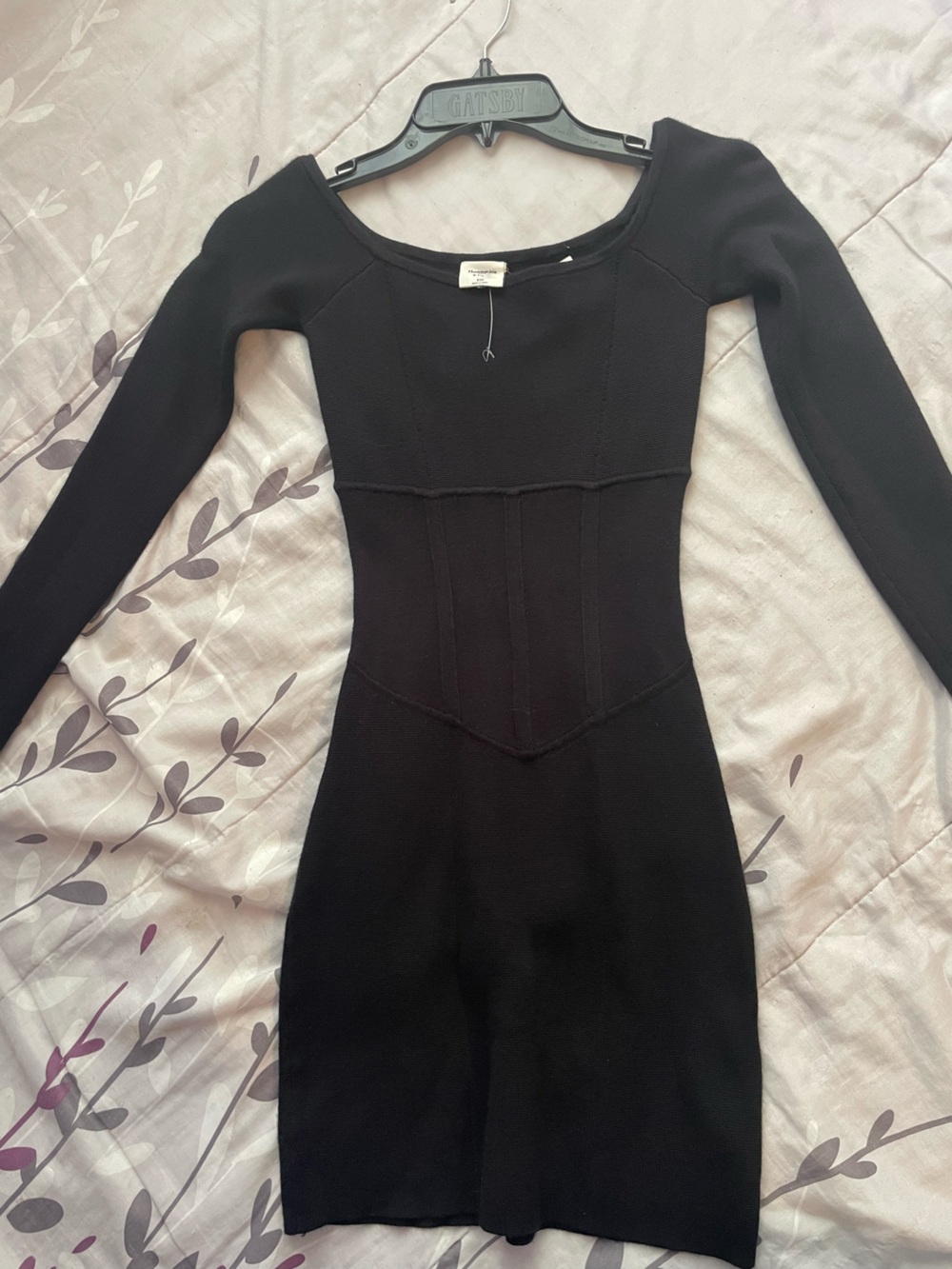 Abercrombie & Fitch Black Ribbed Crewneck Dress